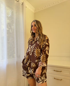 Chocolate Seashell Cotton Shorts Set